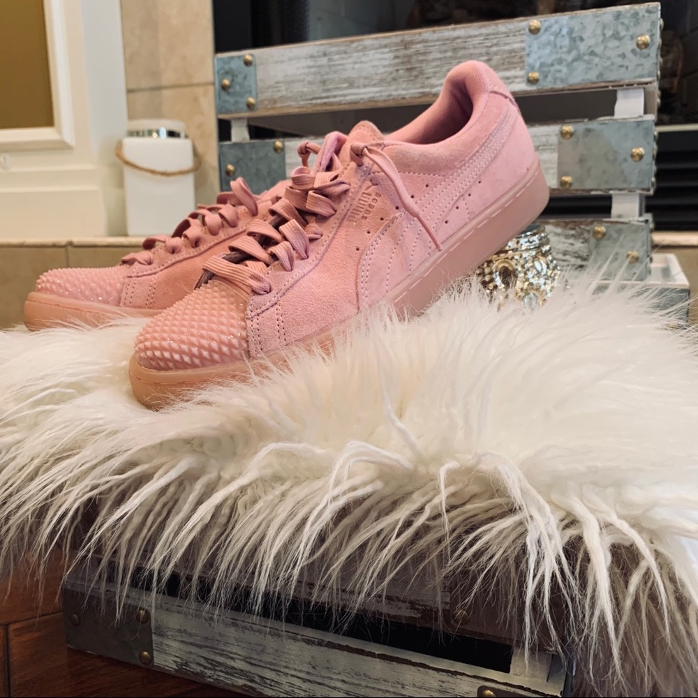 Puma Pink Suede Jelly Spiked Sneakers